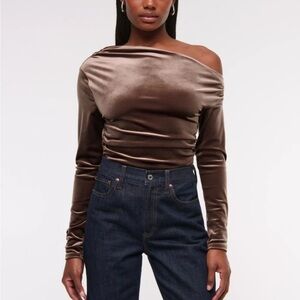 Abercrombie Velvet Asymmetrical Draped Top NWT
